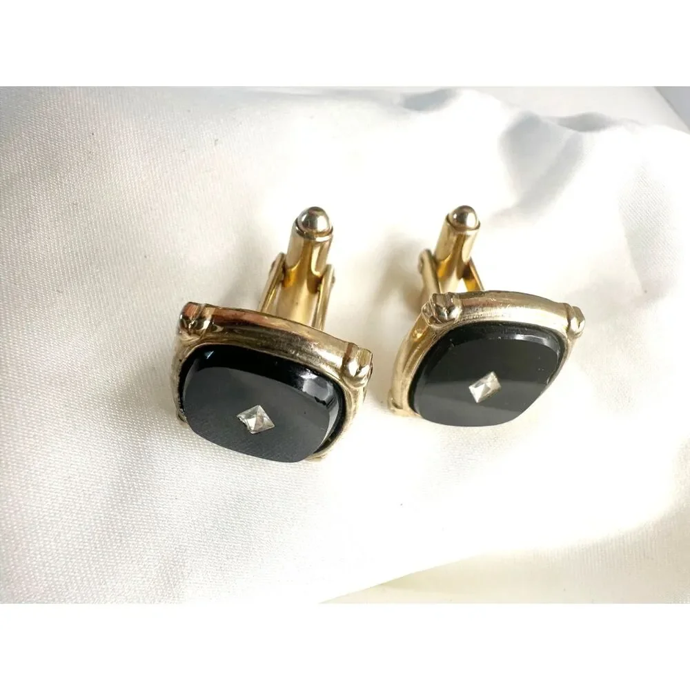 Timeless vintage black glass cufflinks
